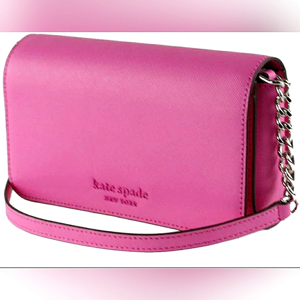 Kate Spade Designer Cameron Flap Crossbody Bag Bright Peony Purse